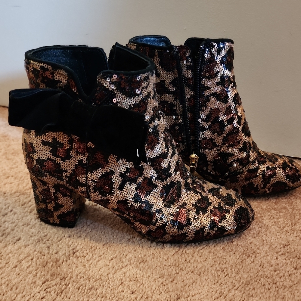 Kate Spade Black and Gold Ankle Booties Velvet